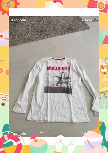 Tee shirt manches longues blanc jamais porté 11 12 ans Primark