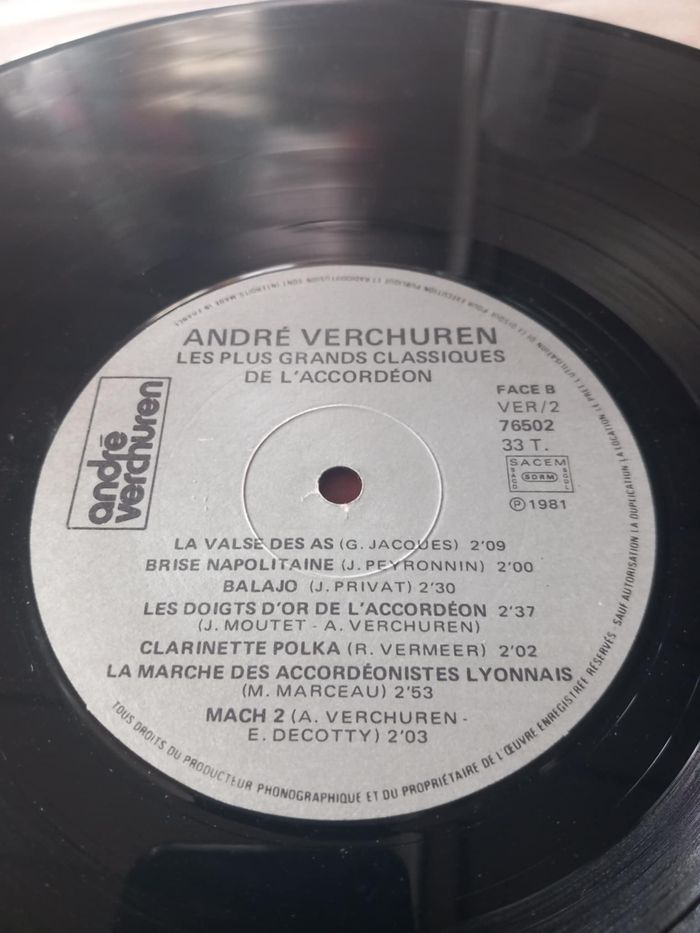 33T André Verchuren les plus grands classiques de l'accordéon - photo numéro 7