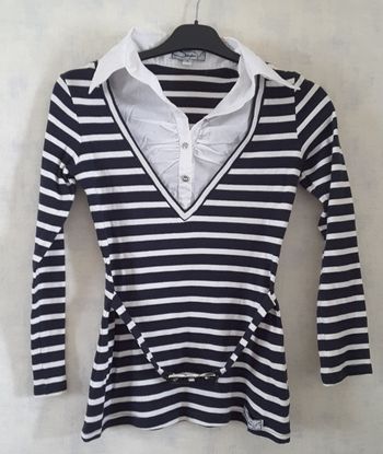 Tee shirt marin – Manches longues – Sémaphore – M – 100% coton