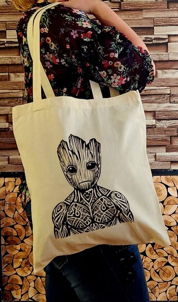 Sac Groot , tote bag en coton,  super heros marvel ,cadeau