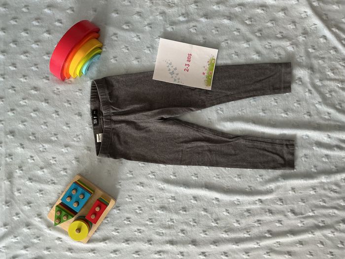 legging gris taille élastique 2/3 ans tex - photo numéro 2