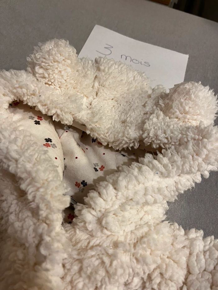 Manteau bébé en moumoute blanc - 3 mois - photo numéro 4