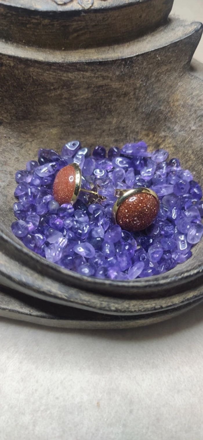 Boucles oreilles en Goldstone de Cuivre