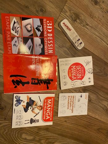 Lot 5 livres + trousse plastique manga pour apprendre à dessiner