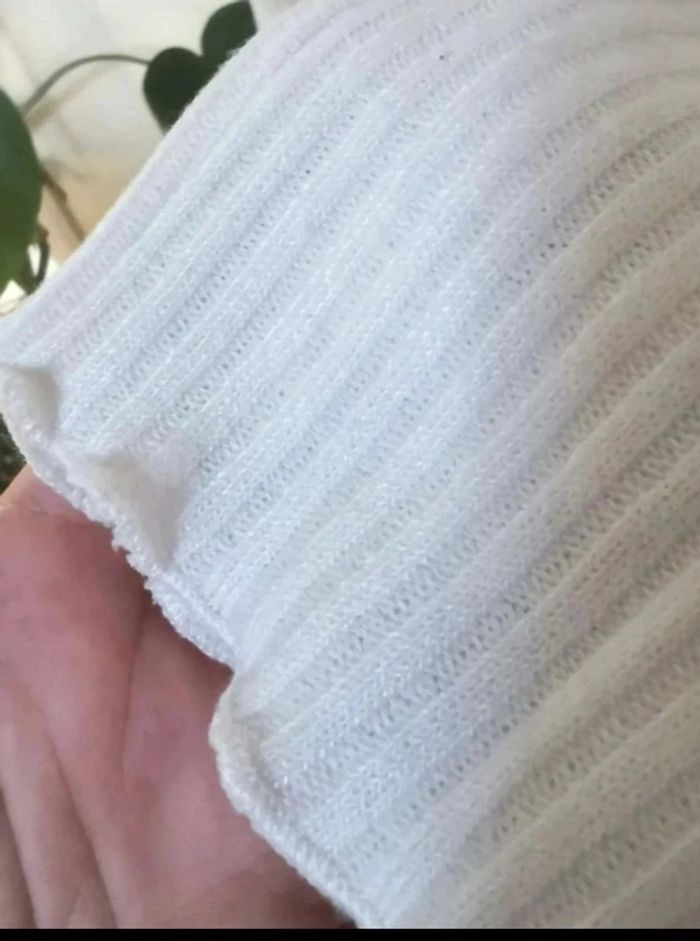 Top manches longues blanc printemps été broderie papillon 🦋 M 38 - photo numéro 3