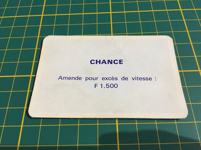 Amende pour excès de vitesse carte chance pièce détachée Monopoly Miro Parker company #A63