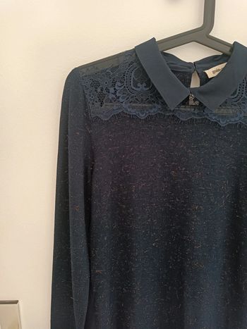 Blouse bi-matiere marine col Grain de Malice Taille S En très bon état
