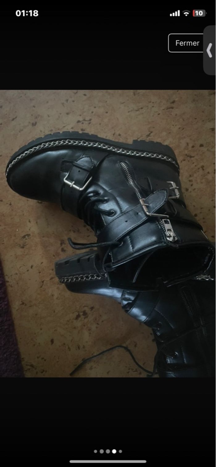 Botte / bottine taille 39 en cuir avec chaîne - photo numéro 4