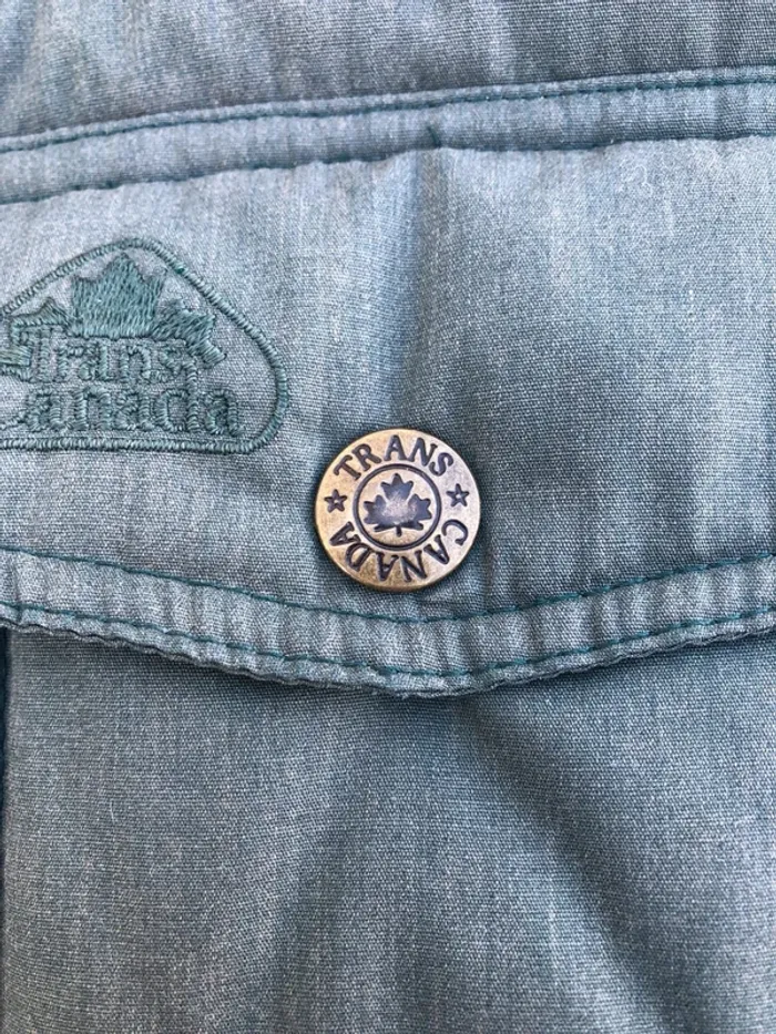 Trans Canada Explorer Vintage Vest Puffer Mens Medium Kaki and inside plaid - photo numéro 3