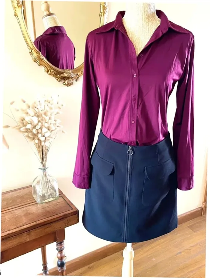 Sublime Chemise à col et boutonnage Autre Ton en Bordeaux taille 42 - photo numéro 3