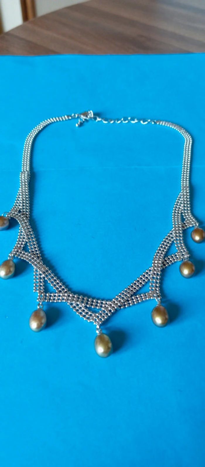 Superbe ras du cou perles et chaîne boules - photo numéro 4