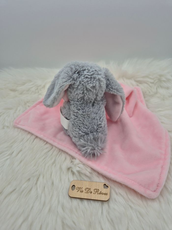 Doudou mouchoir lapin gros mouchoir Rose TJM - photo numéro 5