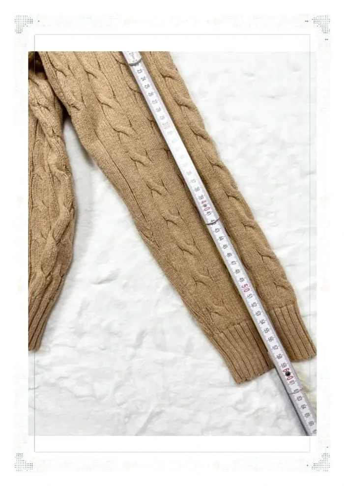 Ralph Lauren pull torsadé col ras de cou beige homme taille L coton - photo numéro 15
