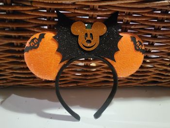 Serre tête oreille ears style Disney Mickey chauve souris Halloween a paillettes orange