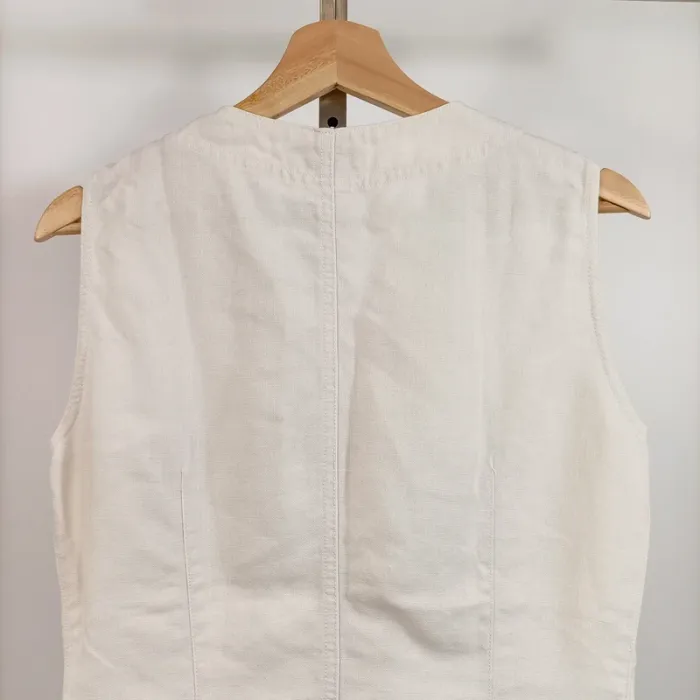 Gilet sans manches en lin Caroll - style safari chic écru taille 38 A646 - photo numéro 7