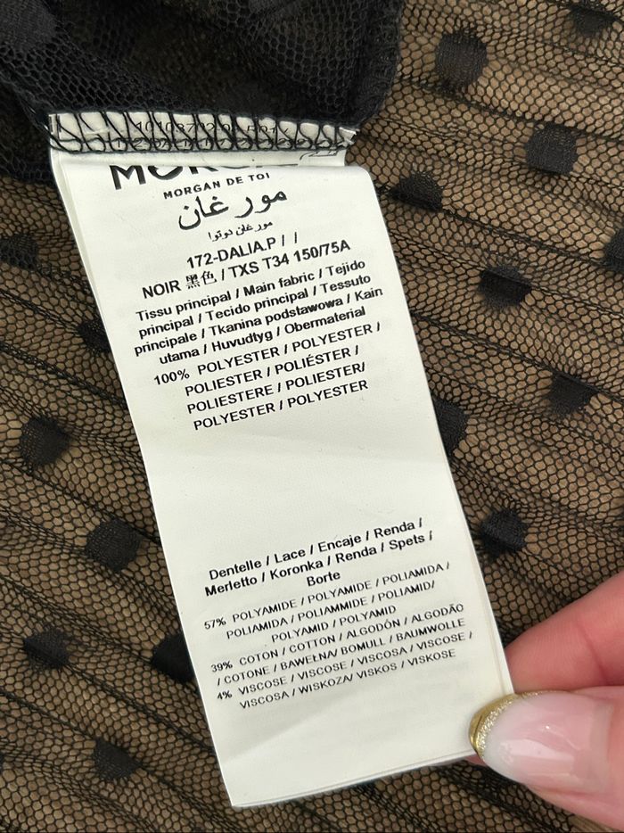 Blouse noire transparente en plumetis Morgan taille XS jamais portée - photo numéro 10