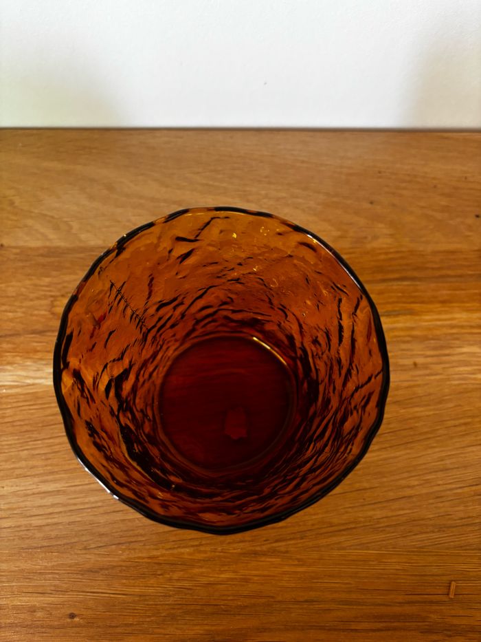 Vintage lot de 6 verres fabrication italienne effet texturé vert et ambre - photo numéro 8