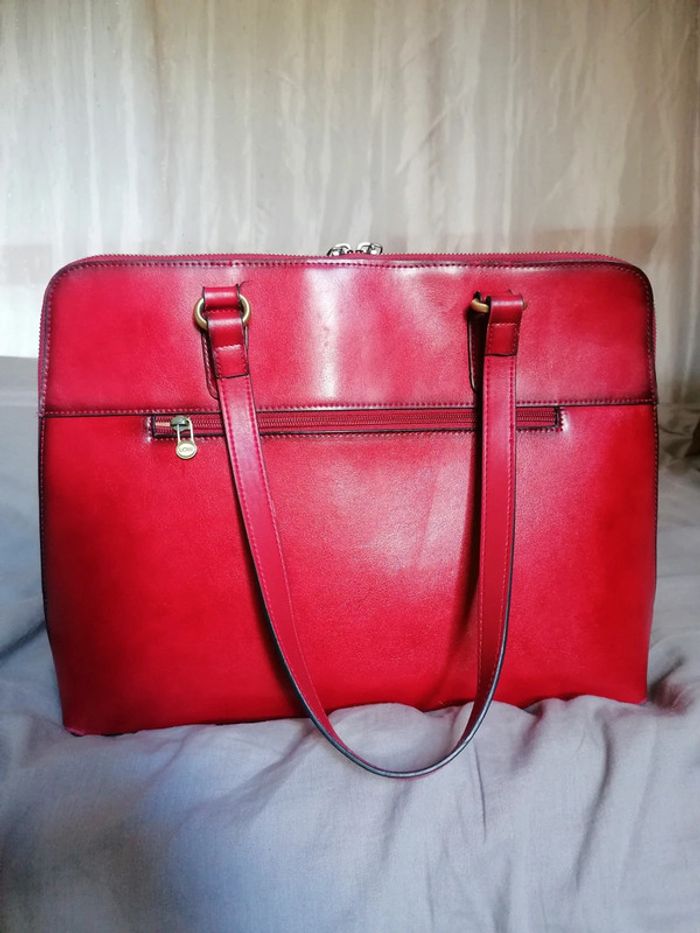 Sac vintage katana rouge cuir véritable. - photo numéro 3