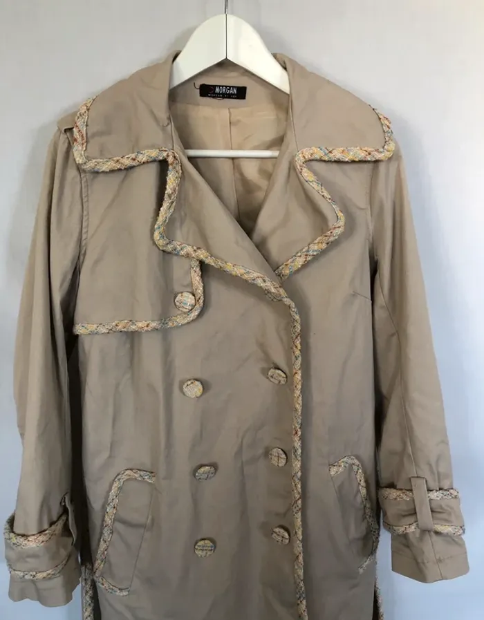 Trench beige avec boutons et ceinture tweed Morgan taille 42 excellent état - photo numéro 12