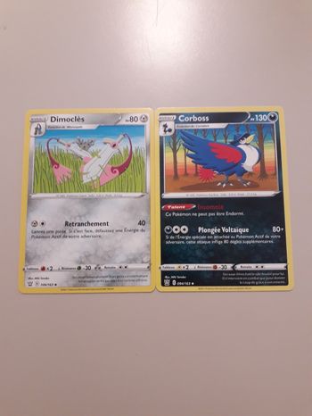 Dimoclès + Corboss lot de 2 cartes Pokémon neuves