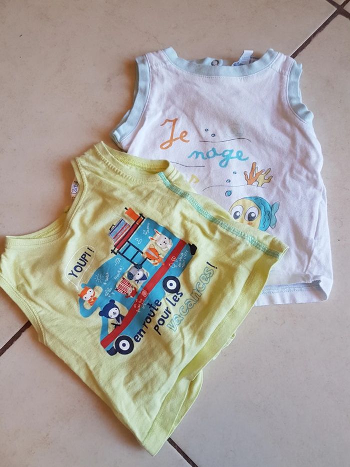 Lot de 2 débardeurs garçon 6 mois