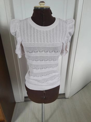 Haut coton ajouré manche bouffante Morgan