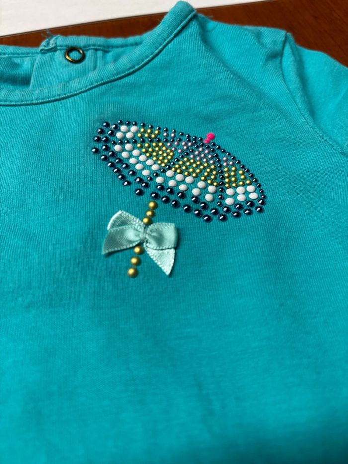 T-shirt turquoise parapluie - photo numéro 3