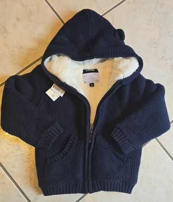 (Neuf non porté) 🏷💙😍 gilet zippé tricot Intérieur sherpa 36mois garçon 💙😍🥰