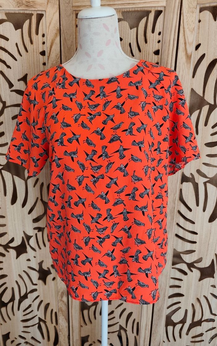 Blouse imprimée oiseaux Camaïeu
