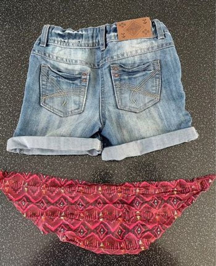 TAO - short en jean avec foulard fille 5 ans - photo numéro 3