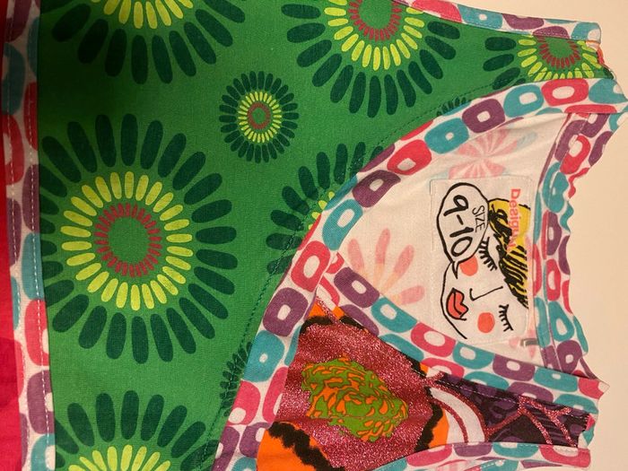 Robe desigual fleurs turquoise 9/10 ans - photo numéro 2