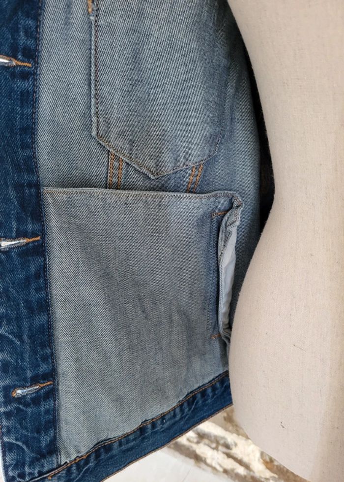 Veste en jean oversize motif drapeau américain au dos Pull&Bear Taille S ou 36 - photo numéro 6
