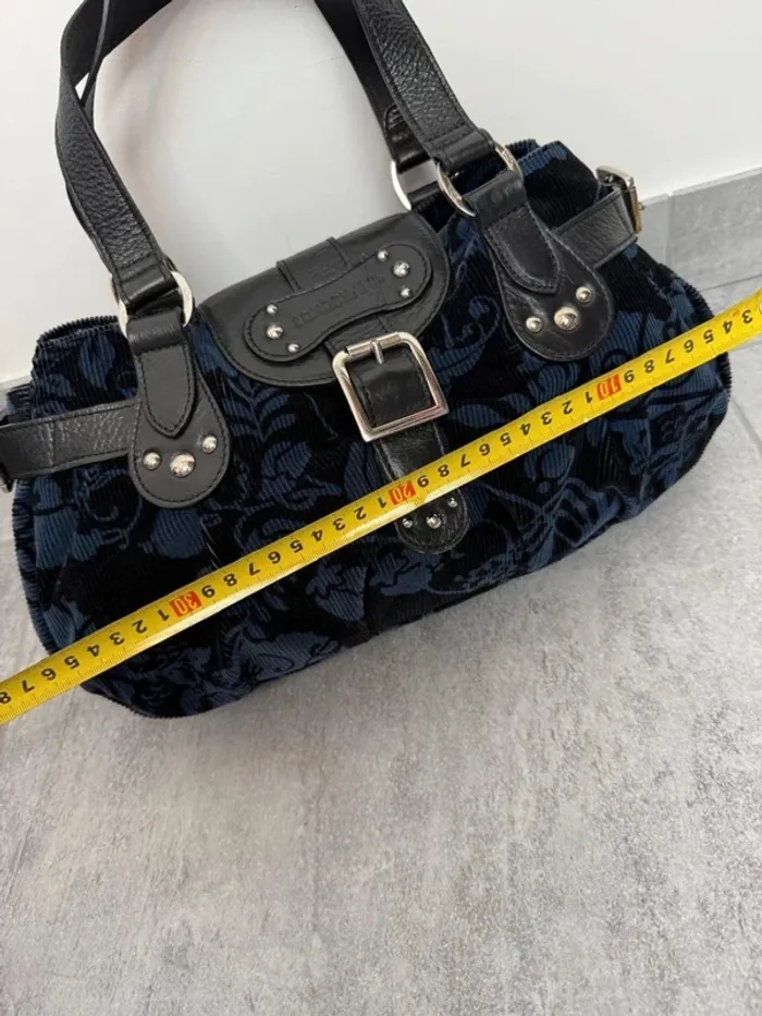 Sac à main Longchamp cuir et velours noir et bleu édition limité neuf - photo numéro 12
