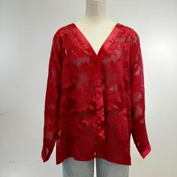 Chemisier inspiration kimono - Empiècement broderie - A442