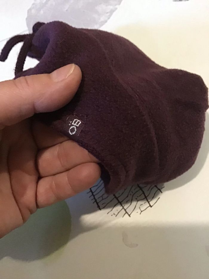 Bonnet intérieur polaire taille 3 mois violet pailleté marqie Obaibi - photo numéro 2