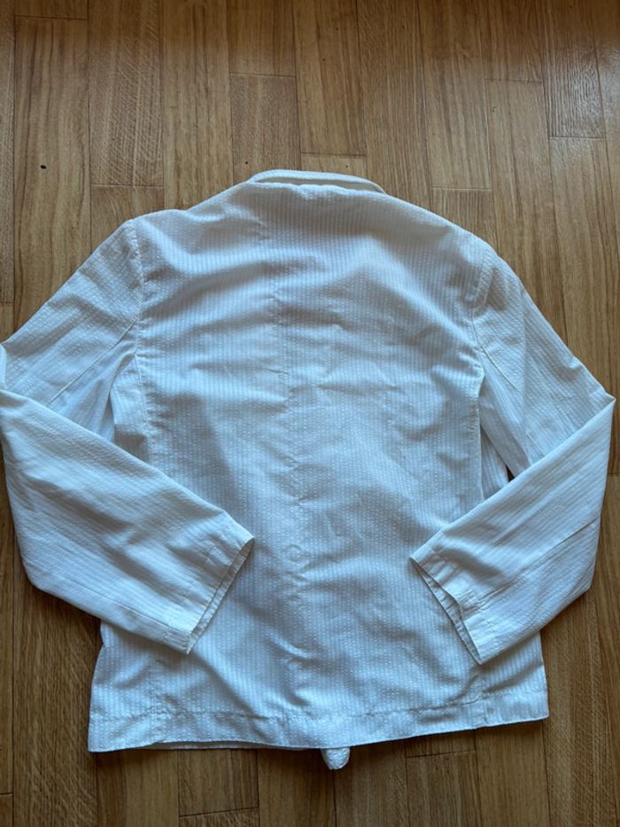 Veste blazer légère vintage blanc cassé crème coton/lin – taille M/38 80s 90s femme - photo numéro 7