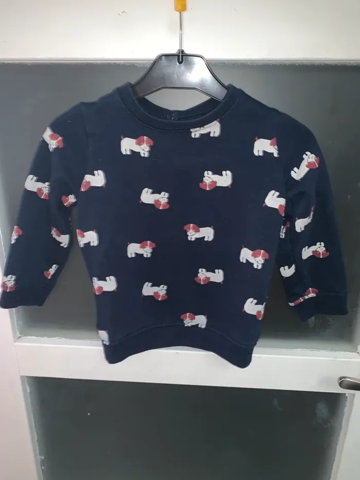 Ensemble 3 ans bleu motif chiens blancs et rouges - photo numéro 2