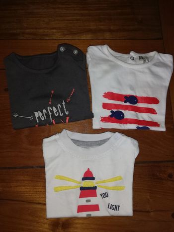 Lot de 3 tee shirt MC taille 6 mois
