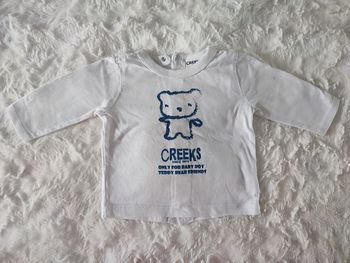 Tee shirt manches longues blanc Creeks taille 6 mois