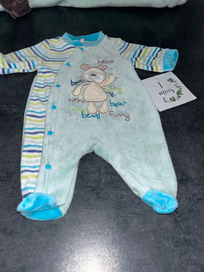 Pyjama bébé ourson et rayures - photo numéro 2