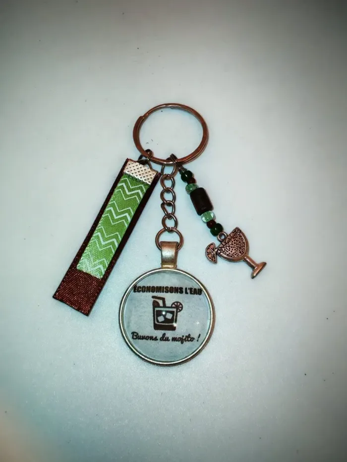 Cadeau humour mojito, porte clé message bijoux de sac