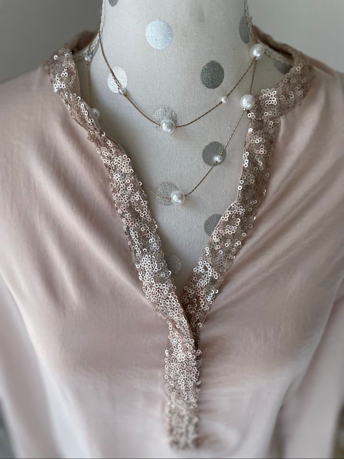 Blouse manche longue satiné col sequins 36 - photo numéro 3