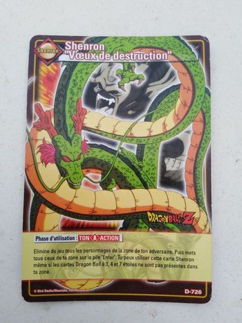 Carte à jouer  shenron,   vœux de de destruction, D 726, manga, dragon ball z