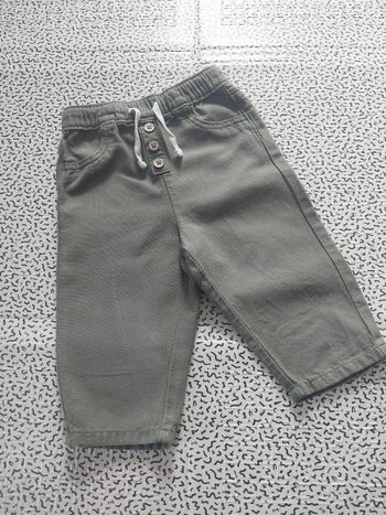 pantalon bébé 9m coton lin kaki kiabi confort mixte