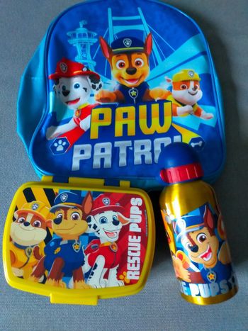 Pack rentrée Paw Patrol – Sac à dos + Boîte à goûter + Gourde