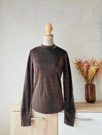 Blouse manches longues à paillettes col cheminée taille M / 38 • Mango • parfait état