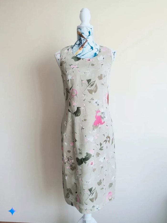 Robe Canda  T42 - 100%  Viscose, Motif  Floral Beige  et Coloré  !