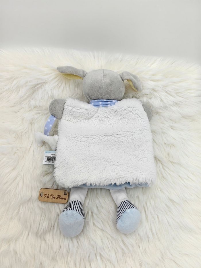 Doudou Marionnette Chien blanc bleu jaune Baby Nat Os Douillettes BN0282 - photo numéro 4