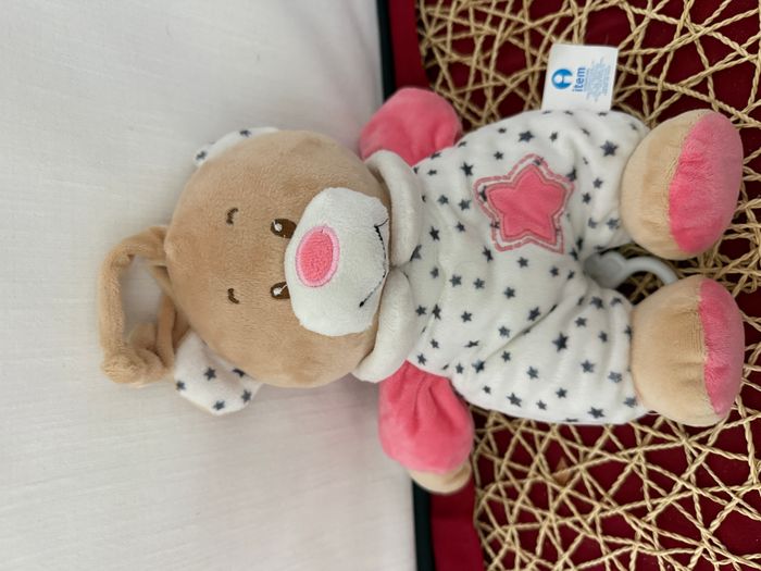doudou musical ours etoiles rose blanc item - photo numéro 3