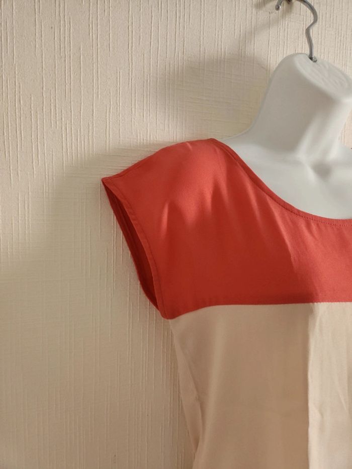 Blouse manches courtes Dolls S corail et beige - photo numéro 4